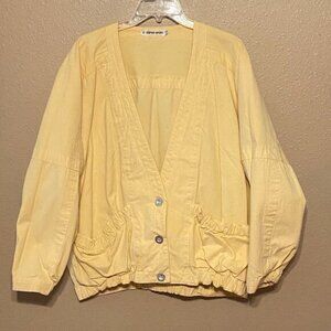 ESPRIT Sport Vintage Women's Yellow Denim Jacket Elastic Waist and Cuffs Size S